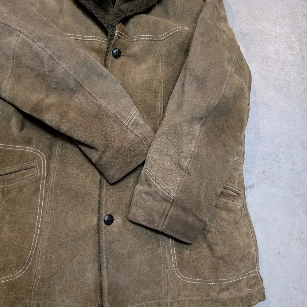 VTG Pioneer Wear Overcoat Men's 42 (S-M) Brown Faux Lined Outerwear USA Made